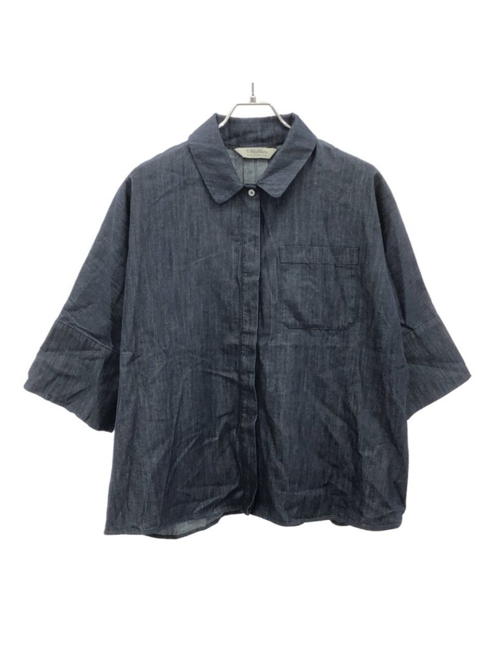 Max Mara S Short Sleeve Denim Shirt Indigo Blue